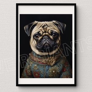 PUG PORTRAIT 8X10 PRINT GREAT GIFT FOR PUG LOVERS